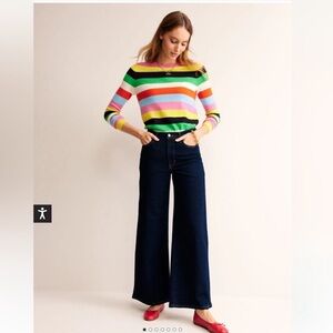 BODEN High Rise Wide Leg Jeans Dark Wash Size W27 Petite